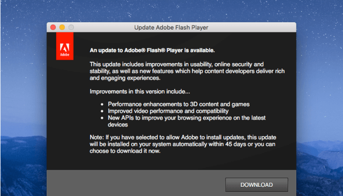 flash player software update