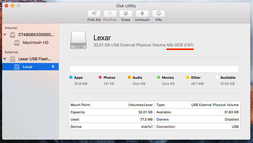 format usb drive for mac